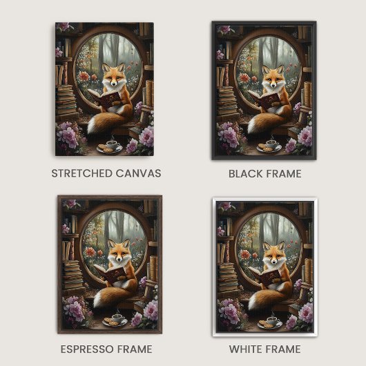 Boeknis Leesvos Whimsisch Canvas Afdruk