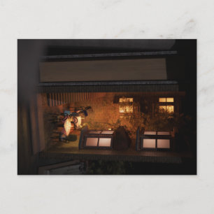 Boeknook diorama - klein café briefkaart