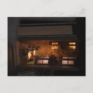 Boeknook diorama - klein café briefkaart