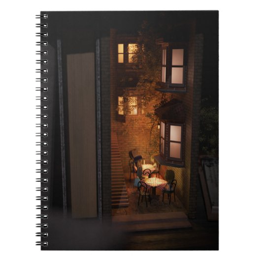 Boeknook diorama - klein café notitieboek (Voorkant)