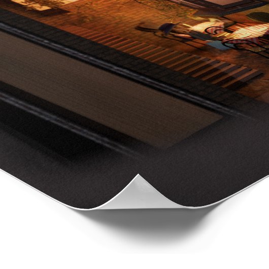 Boeknook diorama - klein café poster (Hoek)