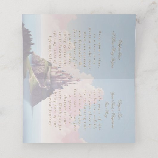 Boekomslag & Kasteel bruiloft Plaatskaartje (Binnenkant ongevouwen)