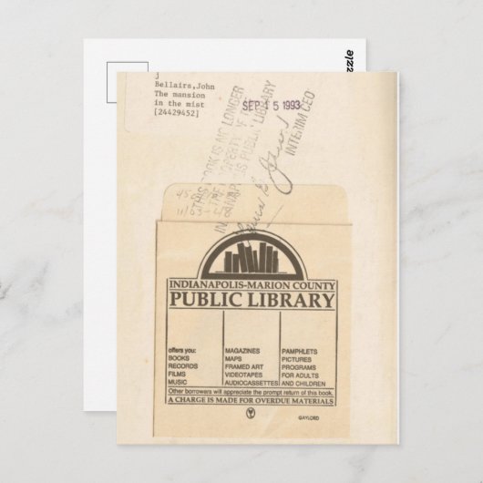 Boekomslag, lezer, Ex Library Checker Kaart (Voorkant / Achterkant)