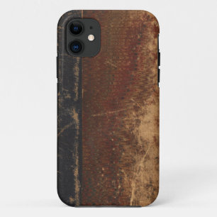  boekomslag, retro faux leder gebonden iPhone 11 hoesje