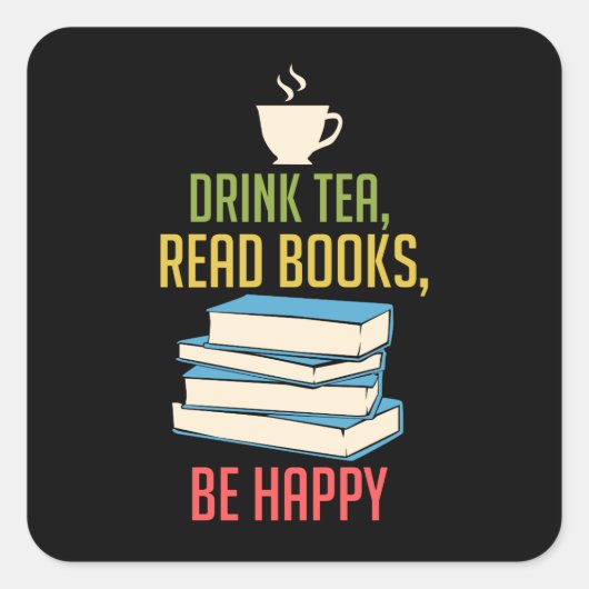 Boekomslag - Tea Books Happy Vierkante Sticker (Voorkant)