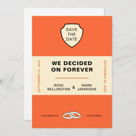 BOEKOMSLAG "WE DECIDED ON FOREVER" SAVE THE DATE KAART (Voorkant / Achterkant)