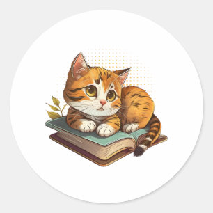 Boekomvergooienventilatorboekworm Kat en Ronde Sticker