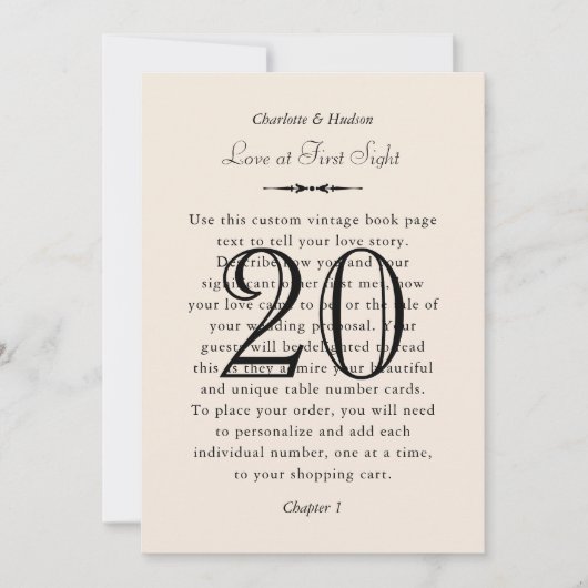 boekpagina Trouwtafel nummer Kaart (Voorkant)