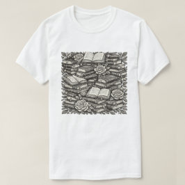 Boekpatroon met botanische bloemen, Vintage boek s T-shirt
