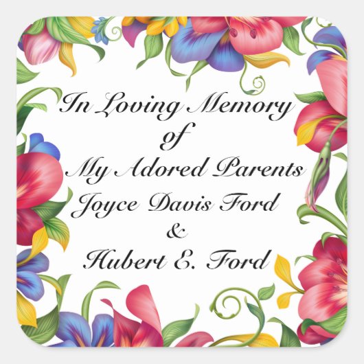 Boekplaat, in memoriam, donatie vierkante sticker (Voorkant)