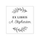 Boekplaat met botanische bladeren in rustig schrif rubberstempel (Afrduk)