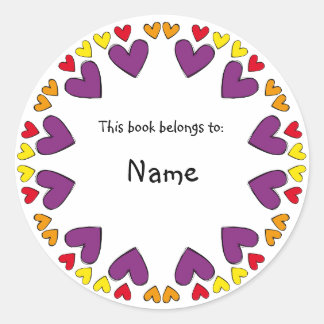 Boekplaat met schattige hartjes ronde sticker