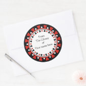Boekplaat - Rode harten witte Polka Dots Ronde Sticker (Envelop)