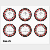 Boekplaat - Rode harten witte Polka Dots Ronde Sticker (Vel)