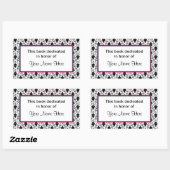 Boekplaat sticker - roze en damast (Vel)