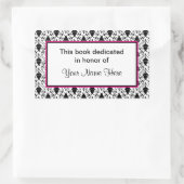 Boekplaat sticker - roze en damast (Tas)
