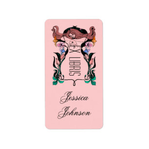 Boekplaat  Stijl Whimsical Vrouw EX LIBRIS Etiket