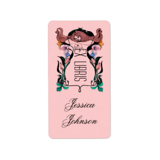 Boekplaat Stijl Whimsical Vrouw EX LIBRIS Etiket