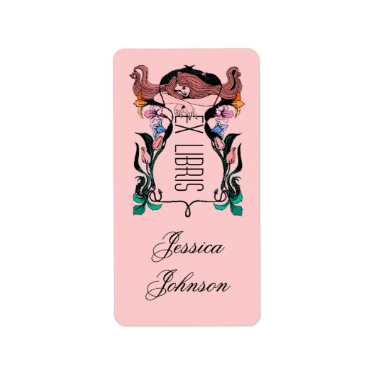 Boekplaat Stijl Whimsical Vrouw EX LIBRIS Etiket (Voorkant)
