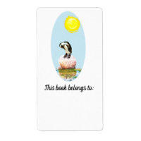 Boekplaat van slapende pinguïn in de zon
