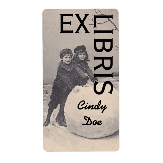 Boekplaat Victoriaans Boekenlabel EX LIBRIS Snowma Etiket (Voorkant)