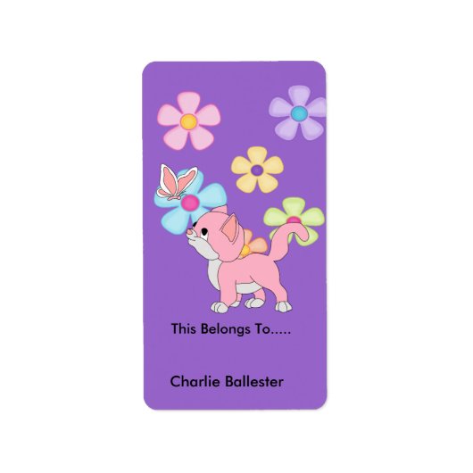 Boekplaatlabels Kinderstickers Kitten Kat Etiket (Voorkant)