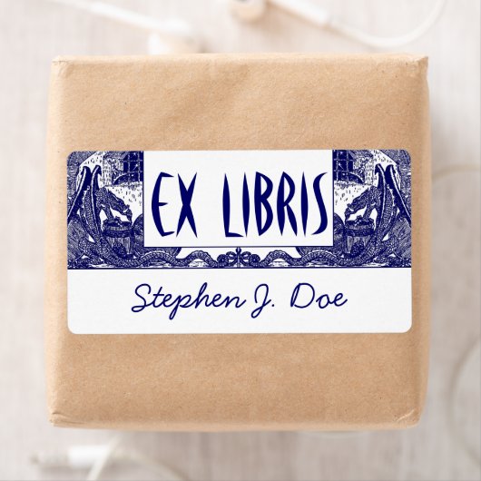 Boekplaten Draken in Dungeon Bookend EX LIBRIS Etiket (Insitu)