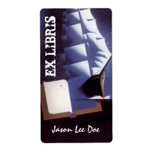 Boekplaten ex libris piratenzeilschip etiket