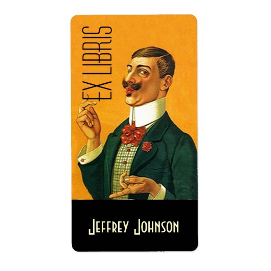 Boekplaten ex Libris Vntg Dapper Gekleed Gentleman Etiket (Voorkant)