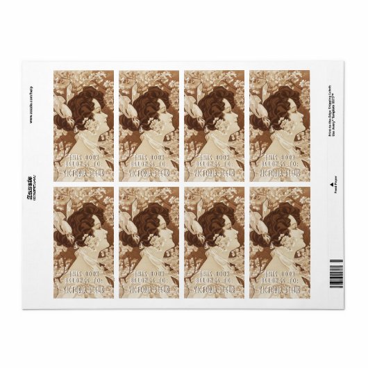 Boekplaten  Victoriaans Lady gepersonaliseerd Etiket (Full Sheet)