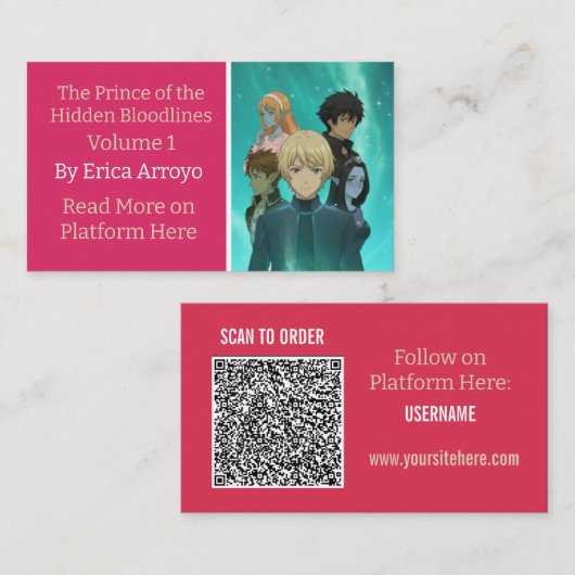 Boekpromotie Indie Auteur QR-code Visitekaartje (Voorkant / Achterkant)