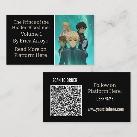 Boekpromotie Indie Auteur QR Code Visitekaartje (Voorkant / Achterkant)