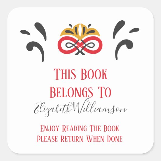 Boekrendement Elegant Moderne Monogrammen Vierkante Sticker (Voorkant)