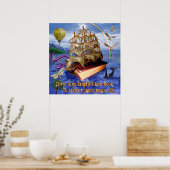 Boekschip op Ocean Emily Dickinson Quote Square Poster (Keuken)