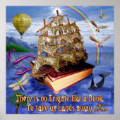 Boekschip op Ocean Emily Dickinson Quote Square Poster (Voorkant)