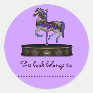 Boekslager (Paarse carrouselpaard) Ronde Sticker