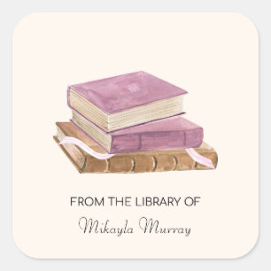 Boekstapel Aangepaste boekplaat Vierkante Sticker
