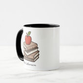 Boekstapel en gepersonaliseerde leraar van Apple Mok (Voorkant links)