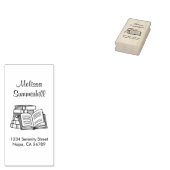 Boekstapel en open boek adresboekplaat rubberstempel (Gestempeld)