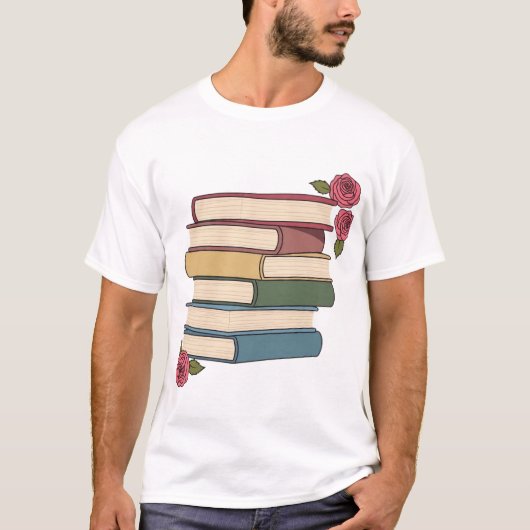 Boekstapel met Rozen T-shirt (Voorkant)
