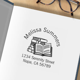 Boekstapel Open Boek Arch Ex-Libris Rubberstempel