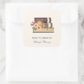 Boeksteen en bloemen Aangepaste boekplaat Vierkante Sticker (Tas)