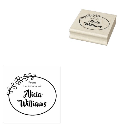 Boekstempel, bloem lijst rubberstempel (Gestempeld)