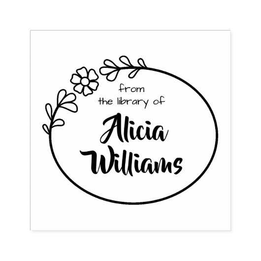 Boekstempel, bloem lijst rubberstempel (Afrduk)