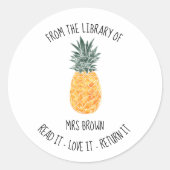 Boekstickers, Aangepaste leraar PINEAPPELS Ronde Sticker (Voorkant)