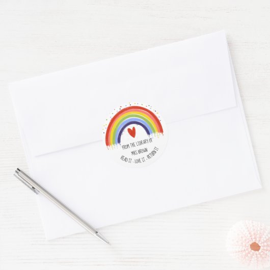 Boekstickers, aangepaste leraar RAINBOW stickers (Envelop)