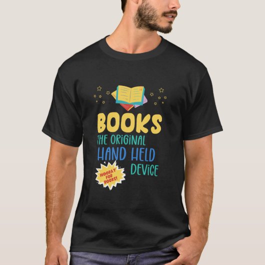 Boekt de originele handheld apparaat lezen t-shirt (Voorkant)
