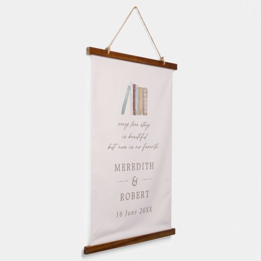 Boekt elk liefdesverhaal persoonlijke weddenschap hangend wandkleed (Gebogen)