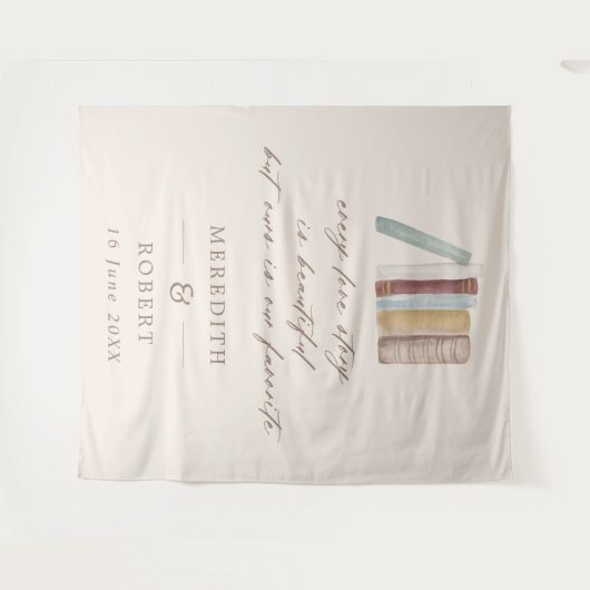 Boekt elke liefdesverhaal bruiloft-ceremonie wandkleed (Voorkant (horizontaal))