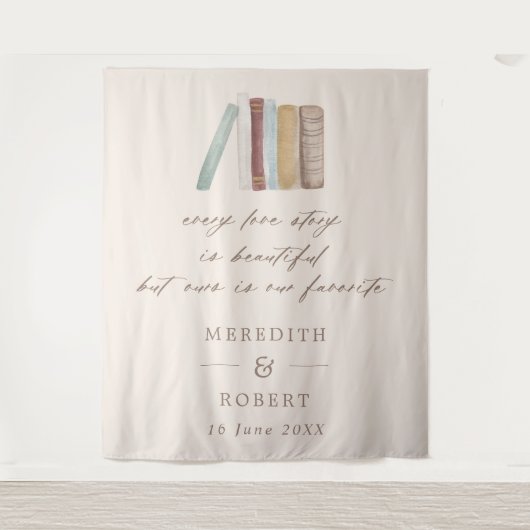 Boekt elke liefdesverhaal bruiloft-ceremonie wandkleed (Voorkant)
